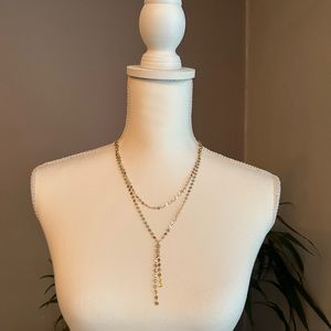 Gold Lariat Style Necklace & Matching Bracelet